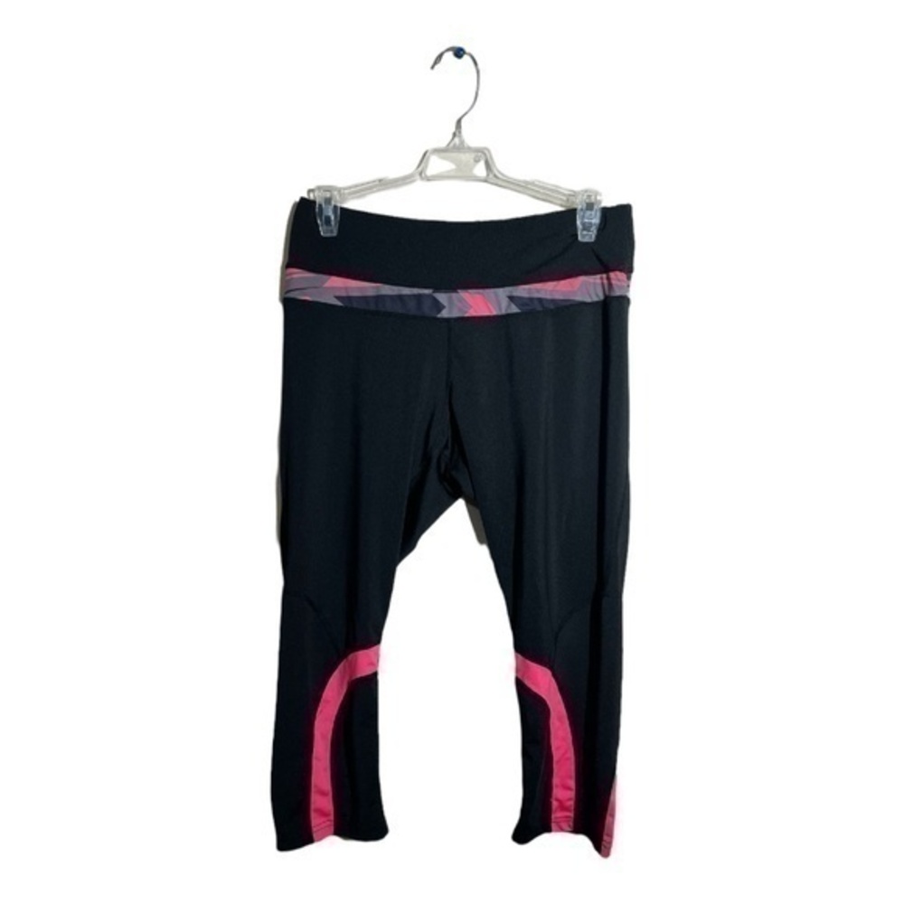 Warehouse One Womens Athletic Leggings Capri Black Pink Size Large
